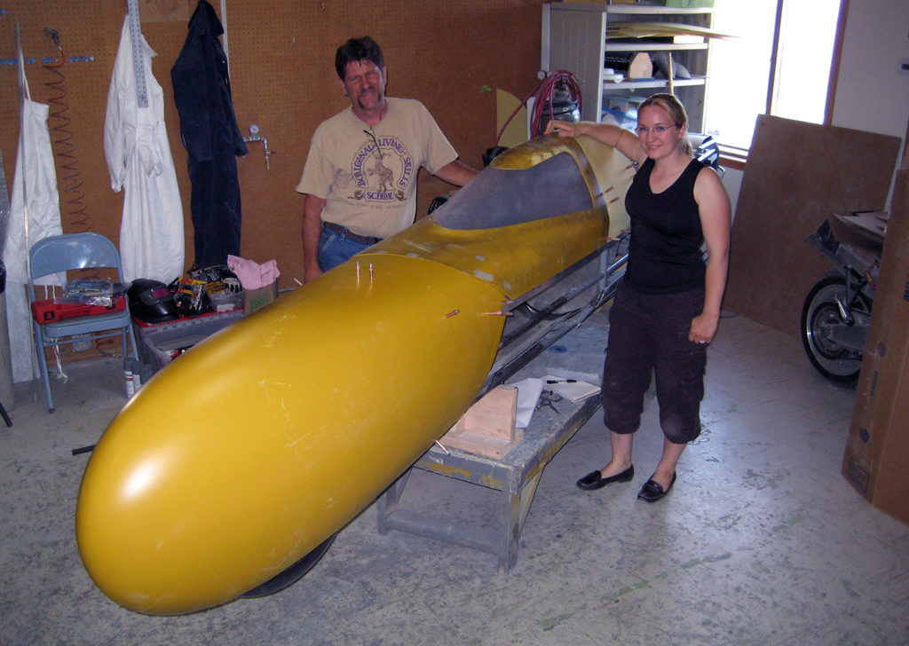 Jim Corning and his crew at NovaKinetics Aerosystems in Flagstaff, AZ hand sculpted the highly aerodynamic nose for the KillaJoule. Jim is one of our friends that have generously donated hundreds of hours of his time to our quest for eco-friendly speed.
